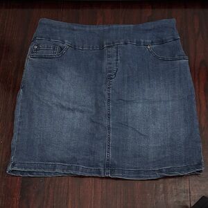 Dark Blue Denim Mini Skirt - Clean A-Line Style